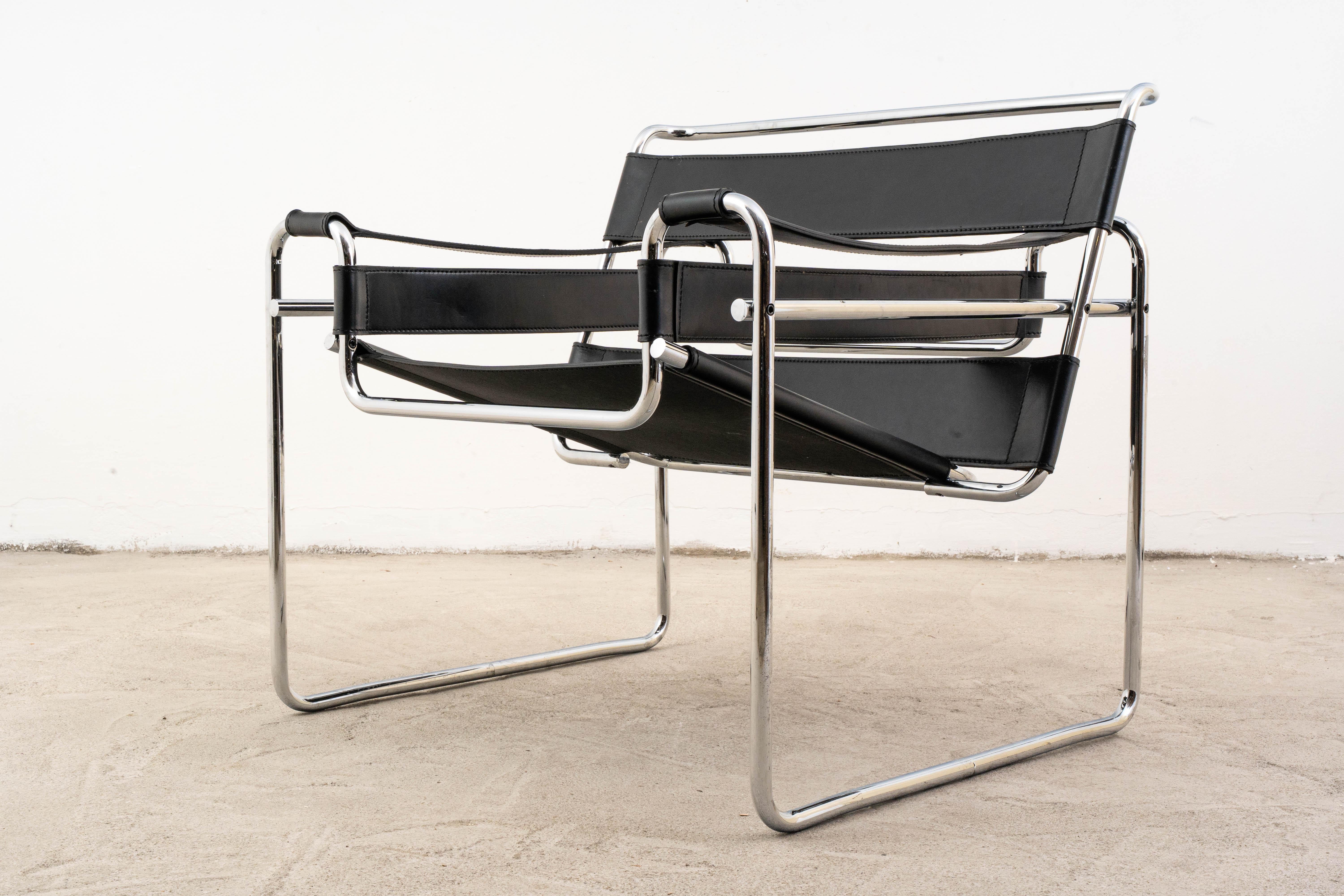 Italiano Gavina - Marcel Breuer - Poltrona (2) - Sedia Wassily - Pelle di caviale in vendita
