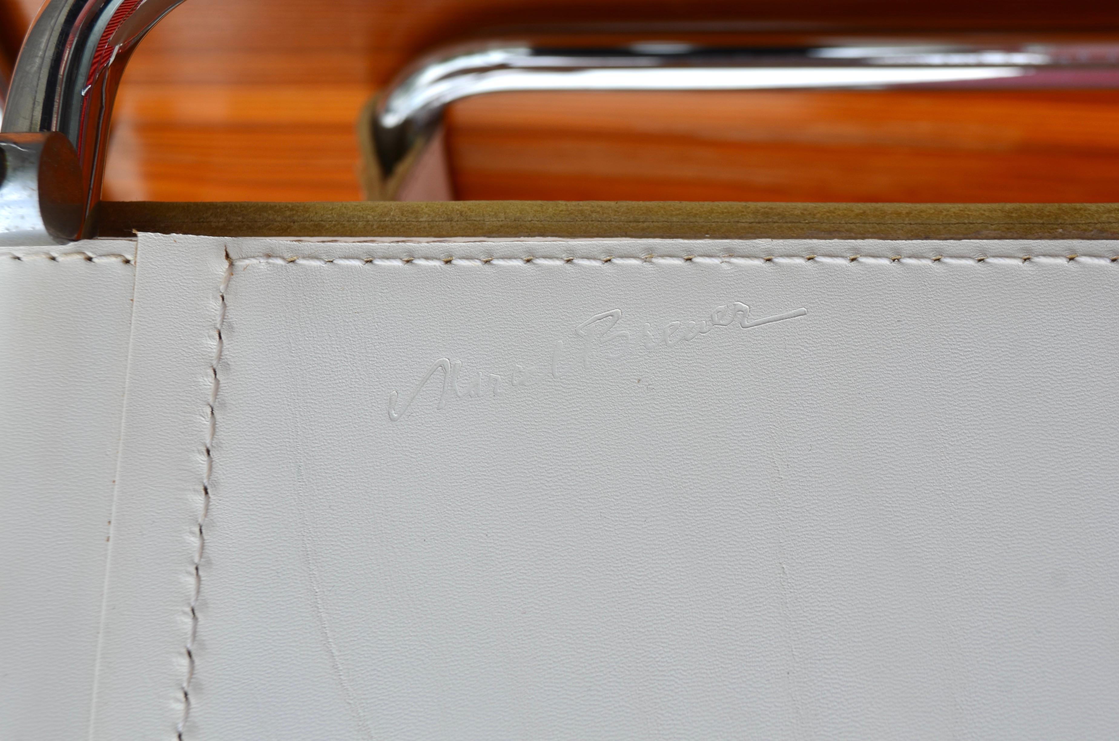 Sedia Gavina Wassily B3 in pelle vintage bianca di Marcel Breuer 1 di 2 in vendita 13