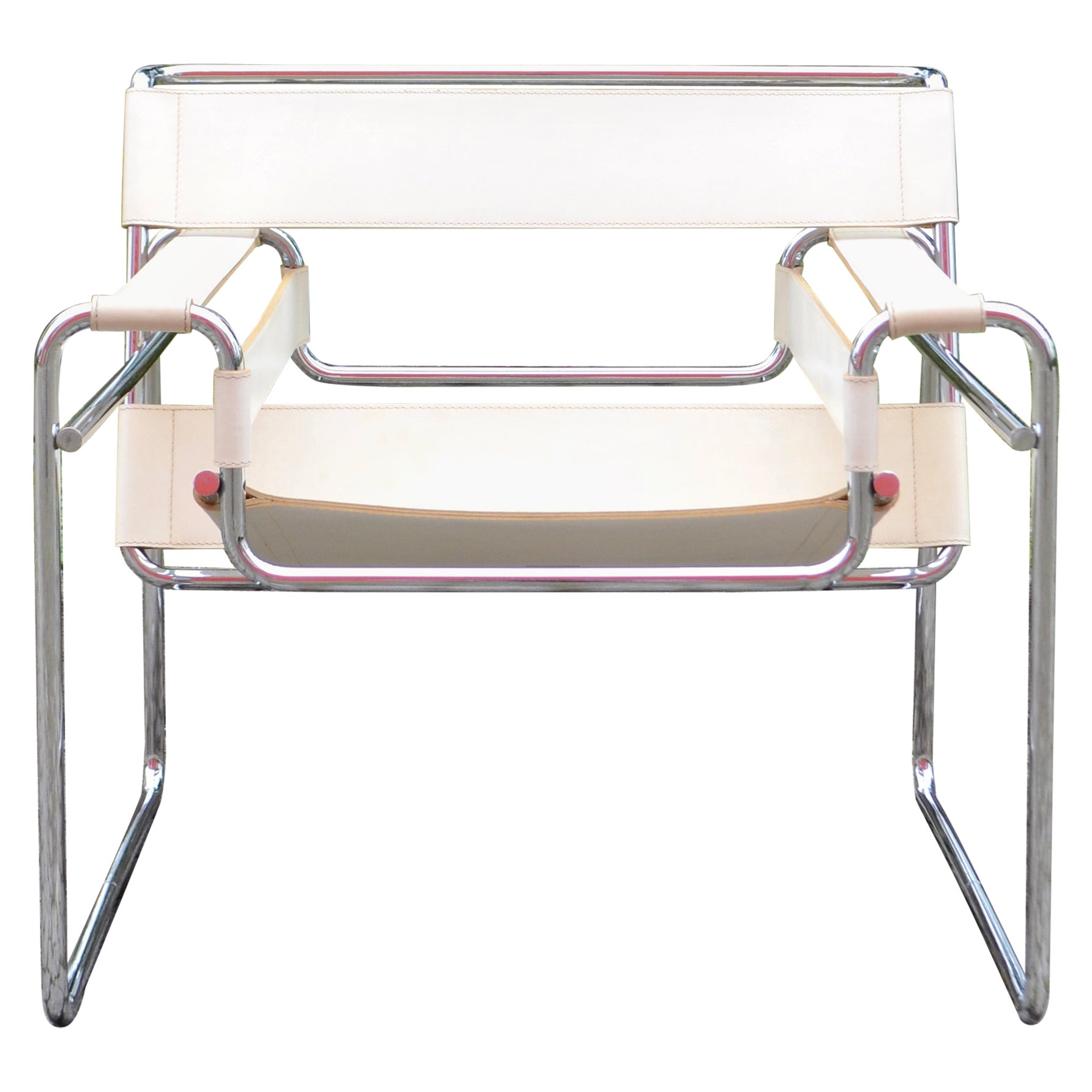 Gavina Wassily Stuhl B3 Vintage Weißes Leder von Marcel Breuer 1 von 2