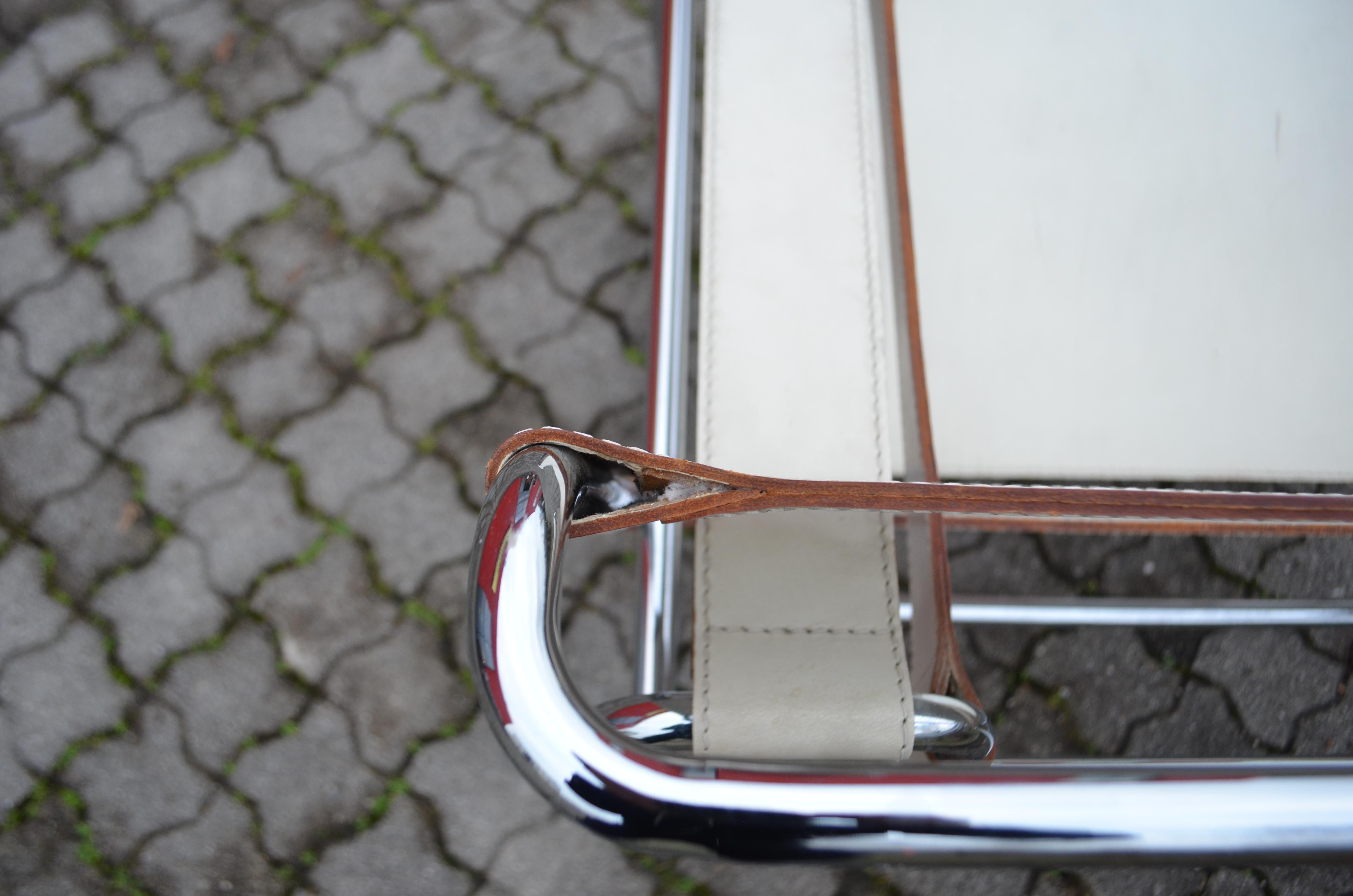 Chaise Gavina Wassily B3 vintage en cuir blanc par Marcel Breuer 8