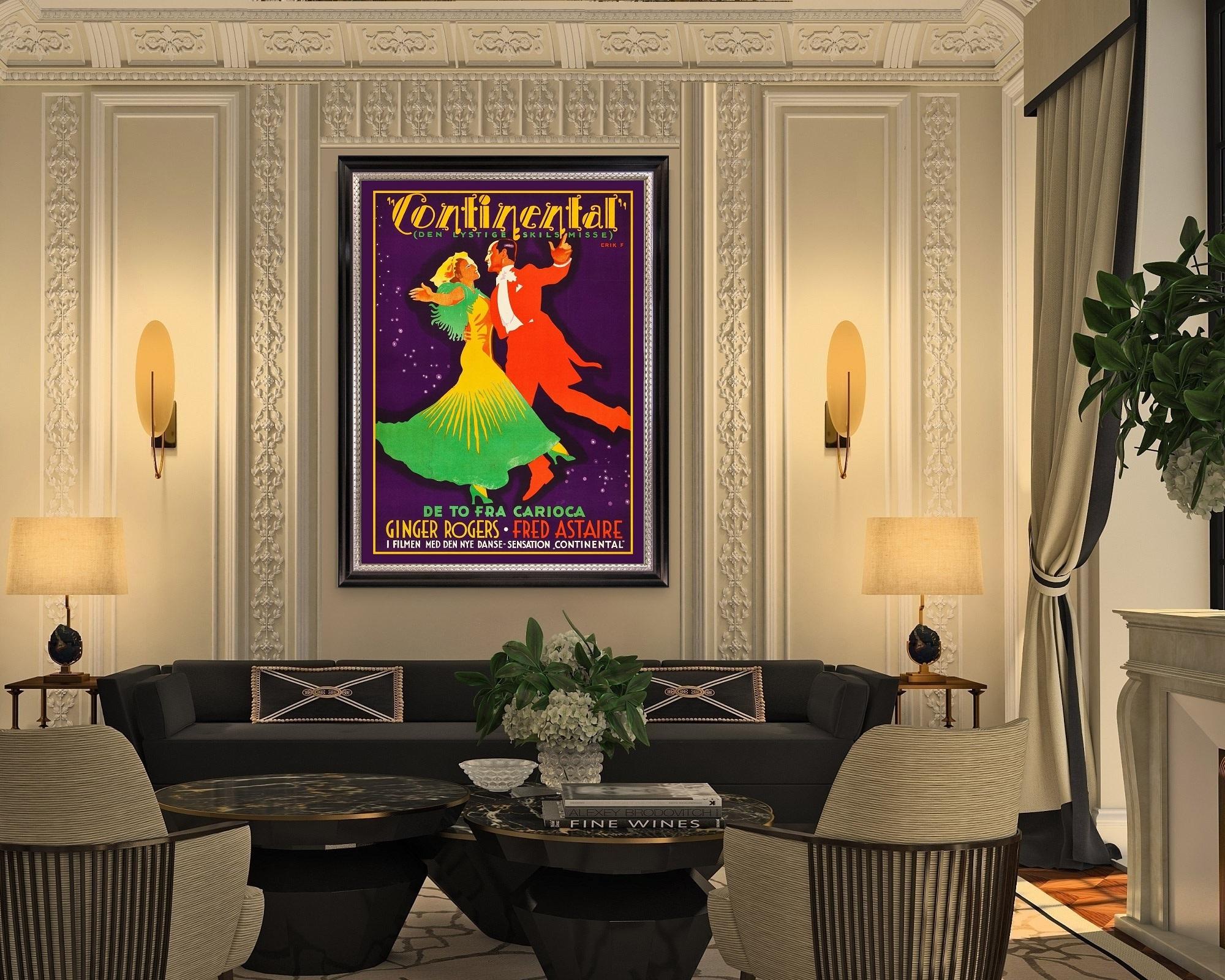 Contemporary Gay Divorcee, after Vintage Movie Poster, Hollywood Regency For Sale