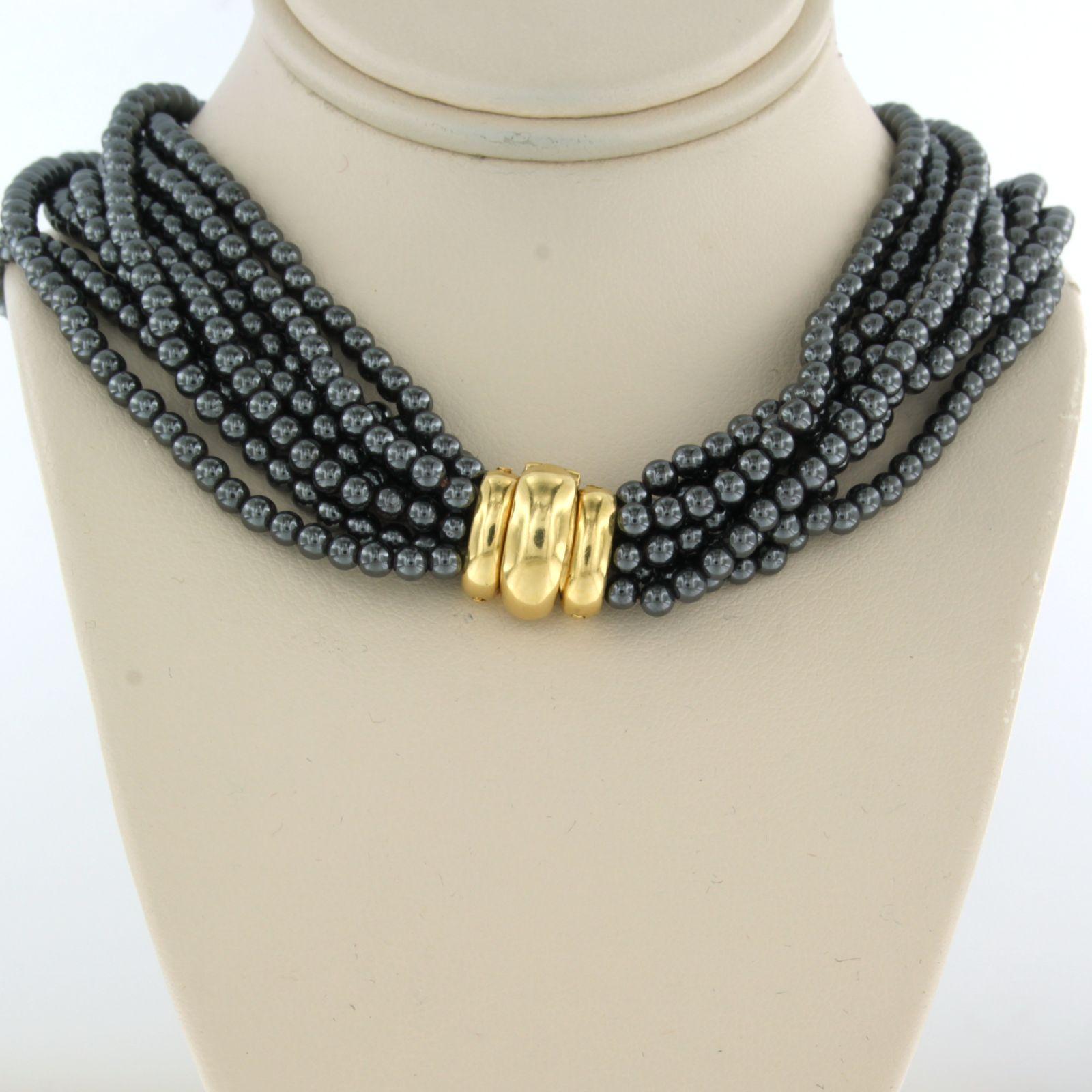 Taglio brillante Gay Freres - Oro 18k con rubino, diamanti taglio brillante fino a 7,00ct ed ematite in vendita