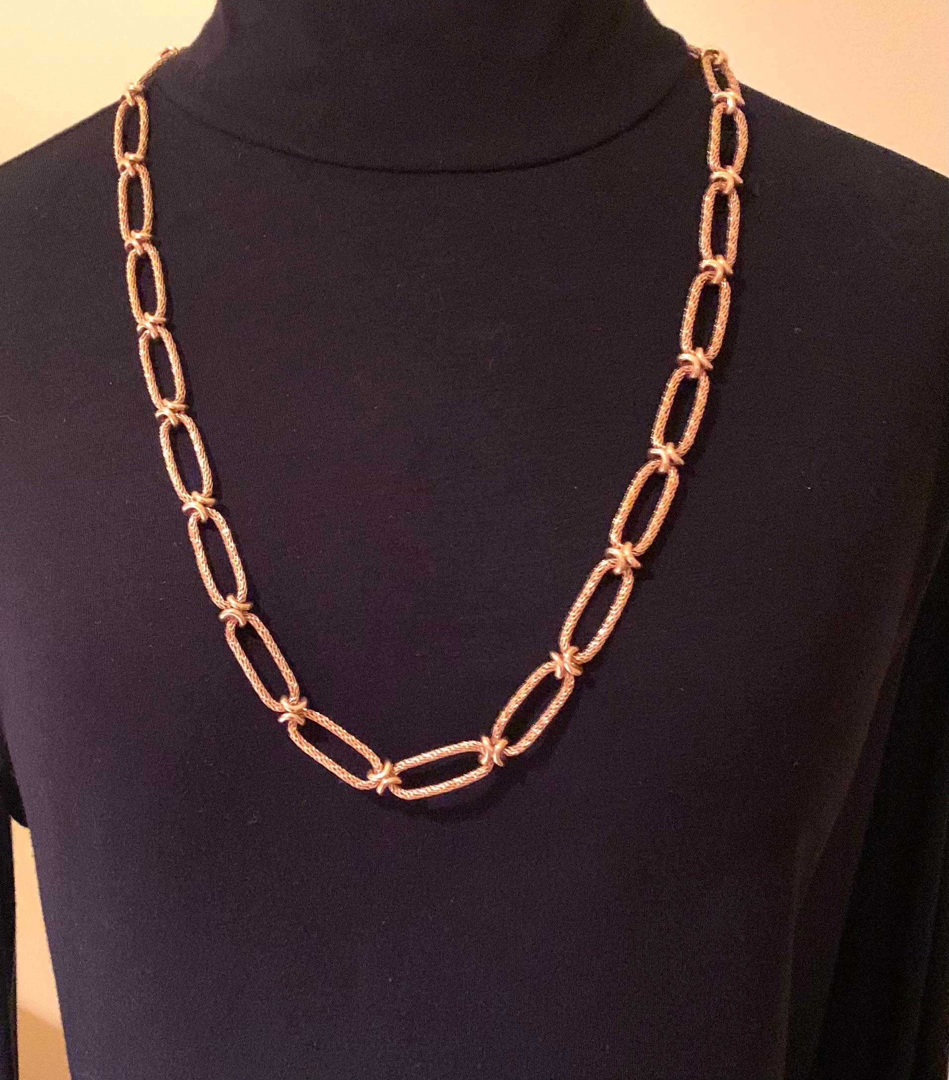 Gay Freres 18K Woven Yellow Gold Long Chain Transformable Love Necklace, France For Sale 11