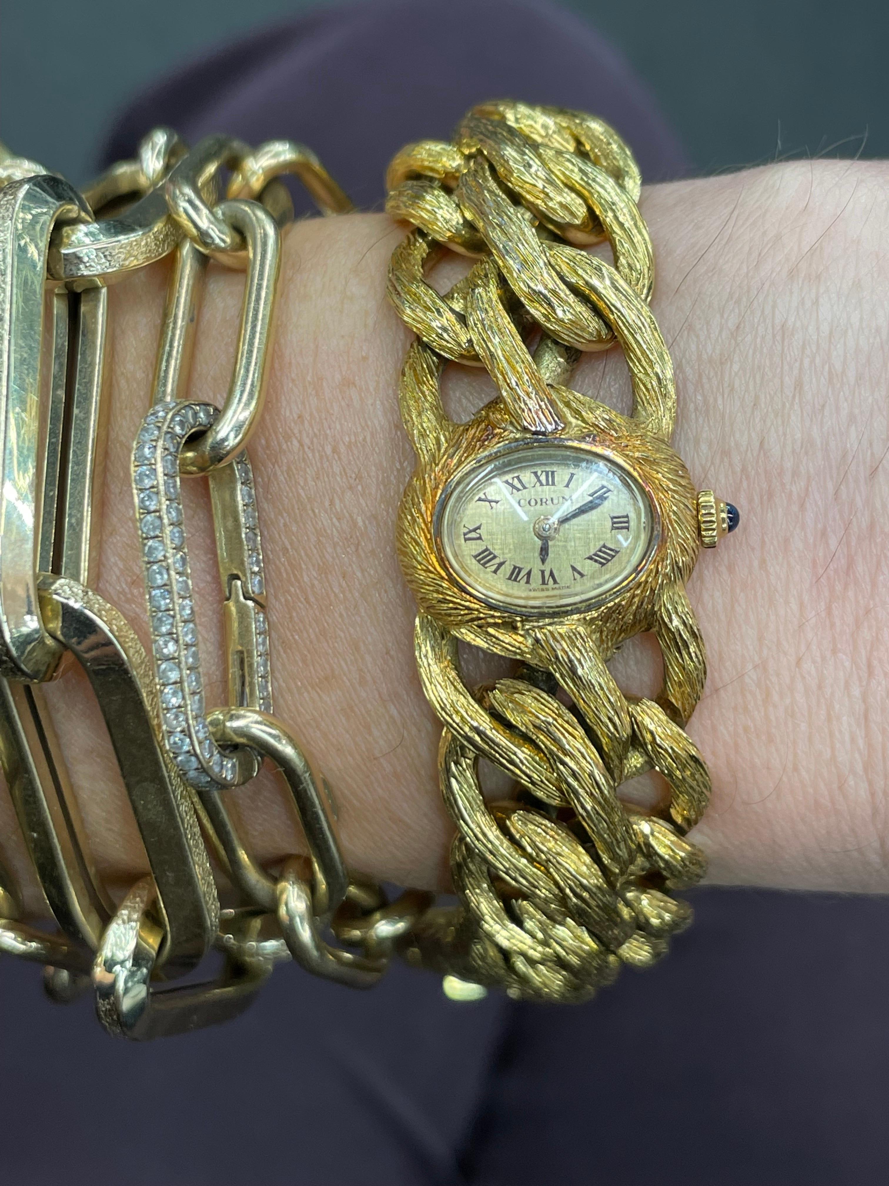 Gay Frères Corum 18 Karat Yellow Gold Ladies Wristwatch 122.8 Grams For Sale 9
