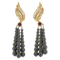 Gay Freres - Earrings with ruby, hematite and diamonds 18k yellow gold