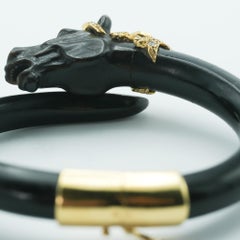 Gay Frères Brazalete francés 1970 Ébano 14 Kilates y Diamantes Caballo Semental