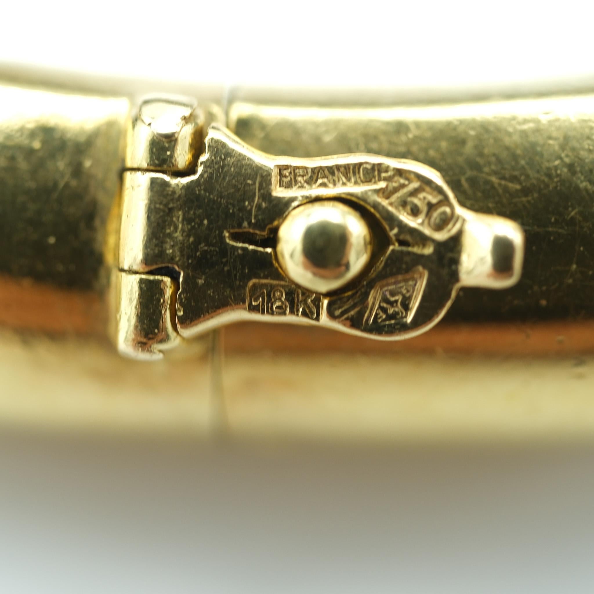 Women's Gay Frères French 1970 Ebony 14 Karat and Diamond Horse Stallion Bangle Bracelet