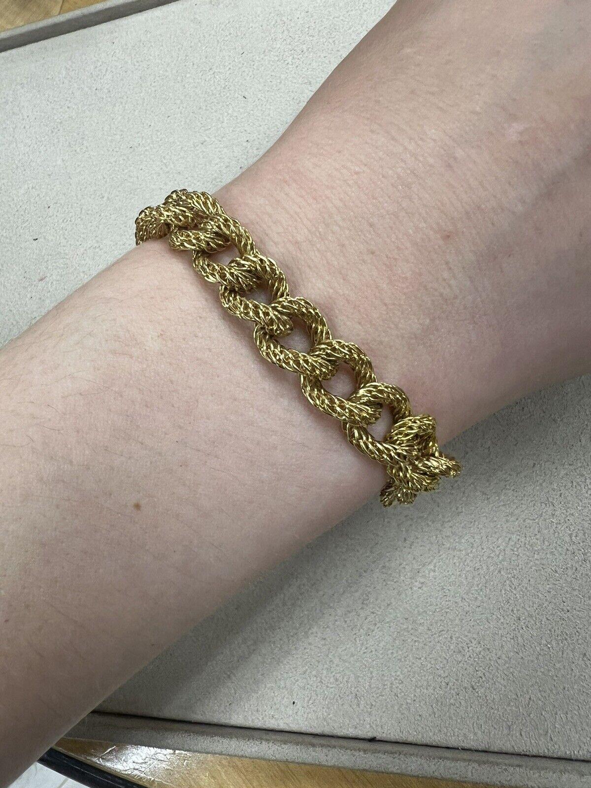 GAY FRERES Made in France 18k Yellow Gold Link Bracelet Necklace Vintage For Sale 5