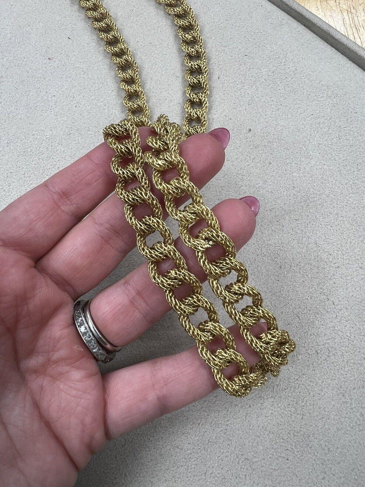 GAY FRERES Made in France 18k Yellow Gold Link Bracelet Necklace Vintage In Excellent Condition For Sale In Beverly Hills, CA