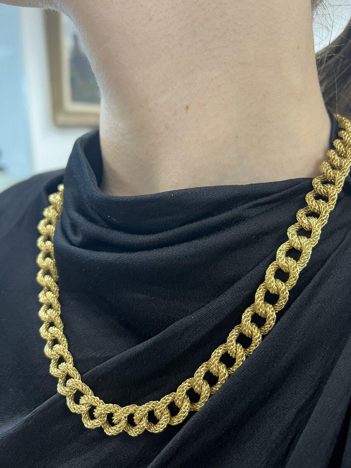 GAY FRERES Made in France 18k Yellow Gold Link Bracelet Necklace Vintage For Sale 1