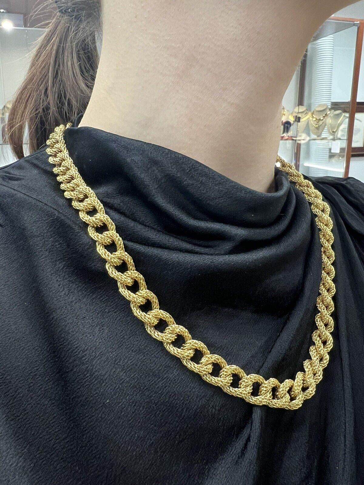 GAY FRERES Made in France 18k Yellow Gold Link Bracelet Necklace Vintage For Sale 2