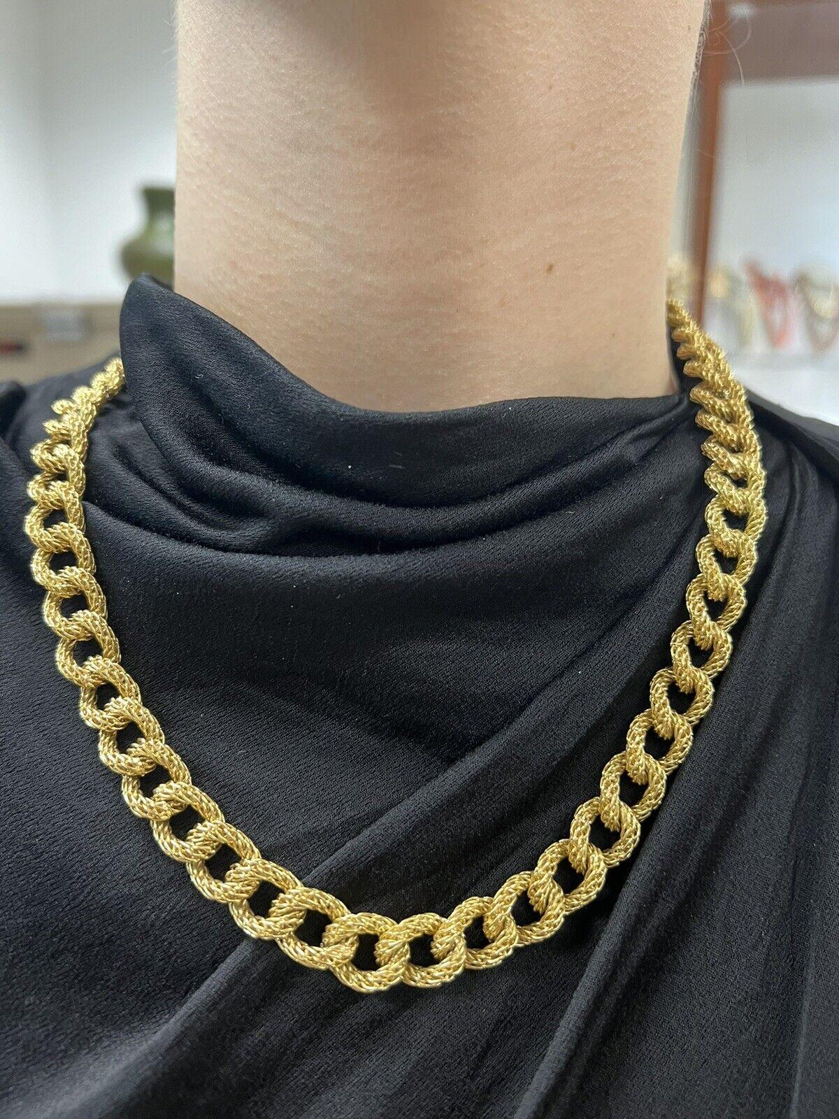 GAY FRERES Made in France 18k Yellow Gold Link Bracelet Necklace Vintage For Sale 3