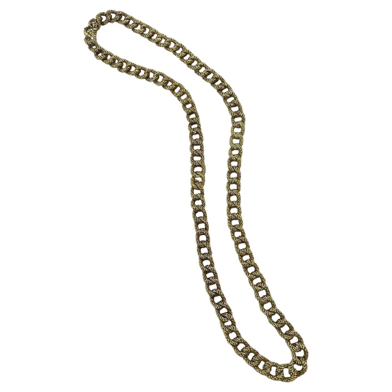 GAY FRERES Made in France 18k Yellow Gold Link Bracelet Necklace Vintage For Sale