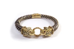 Gay Freres tigers bracelet in 18k gold and silver, bangle tiger bracelet