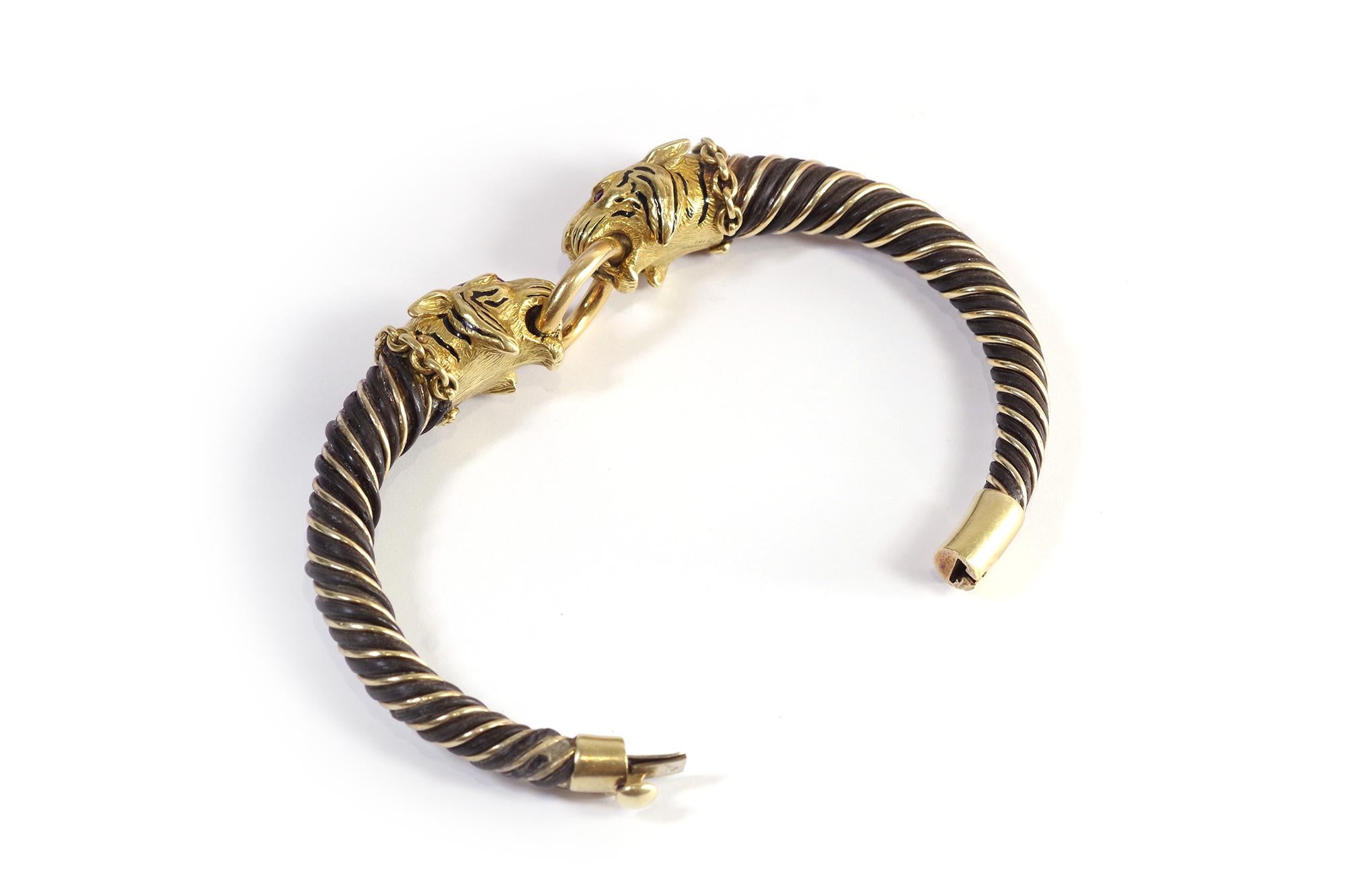 Gay Freres Tigerarmband aus 18 Karat Gold und Silber, Armreif Tigerarmband im Zustand „Relativ gut“ im Angebot in PARIS, FR