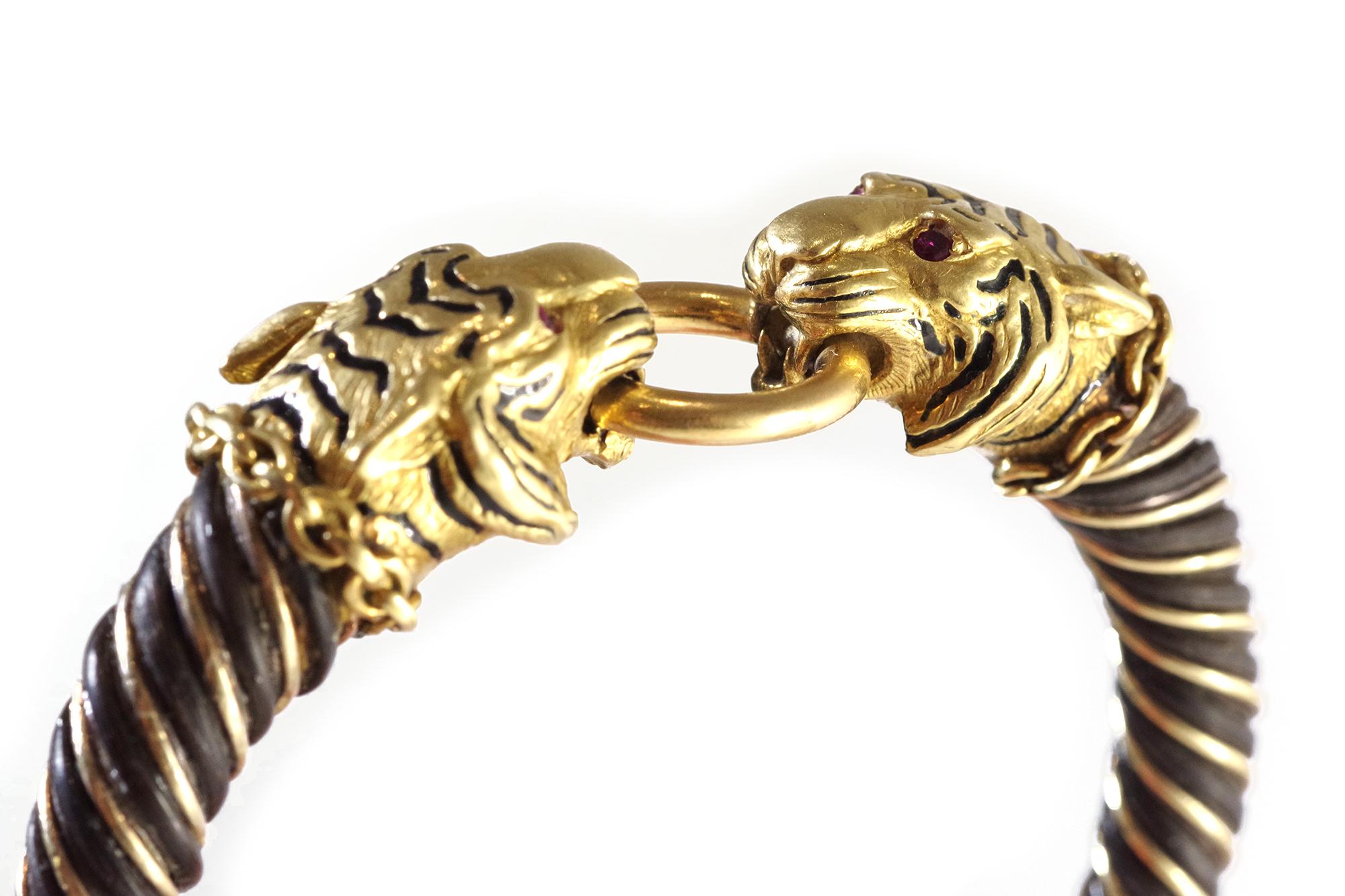 Gay Freres Tigerarmband aus 18 Karat Gold und Silber, Armreif Tigerarmband im Angebot 3