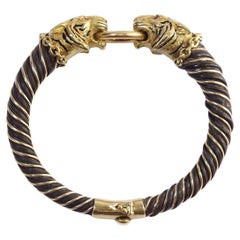 Gay Freres Tigerarmband aus 18 Karat Gold und Silber, Armreif Tigerarmband