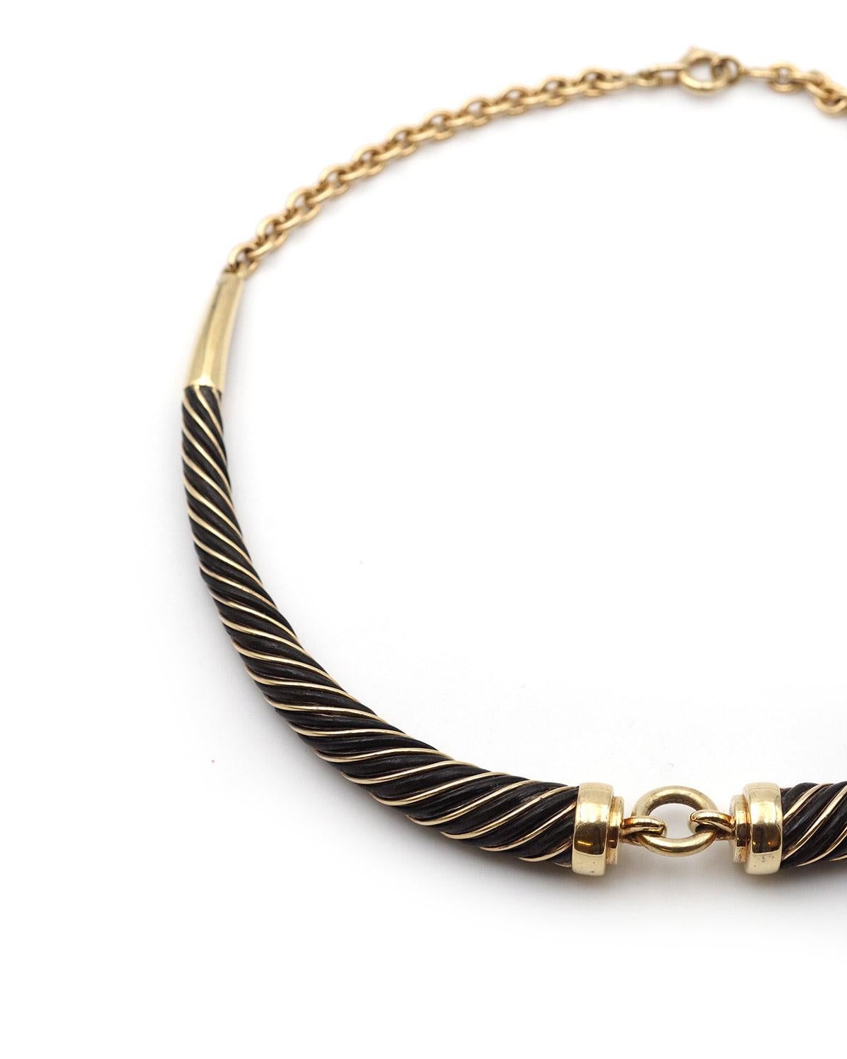 Gay Freres Torque Necklace 18 Karat Gold And Silver Torque, Seventie's Necklace in vendita 1