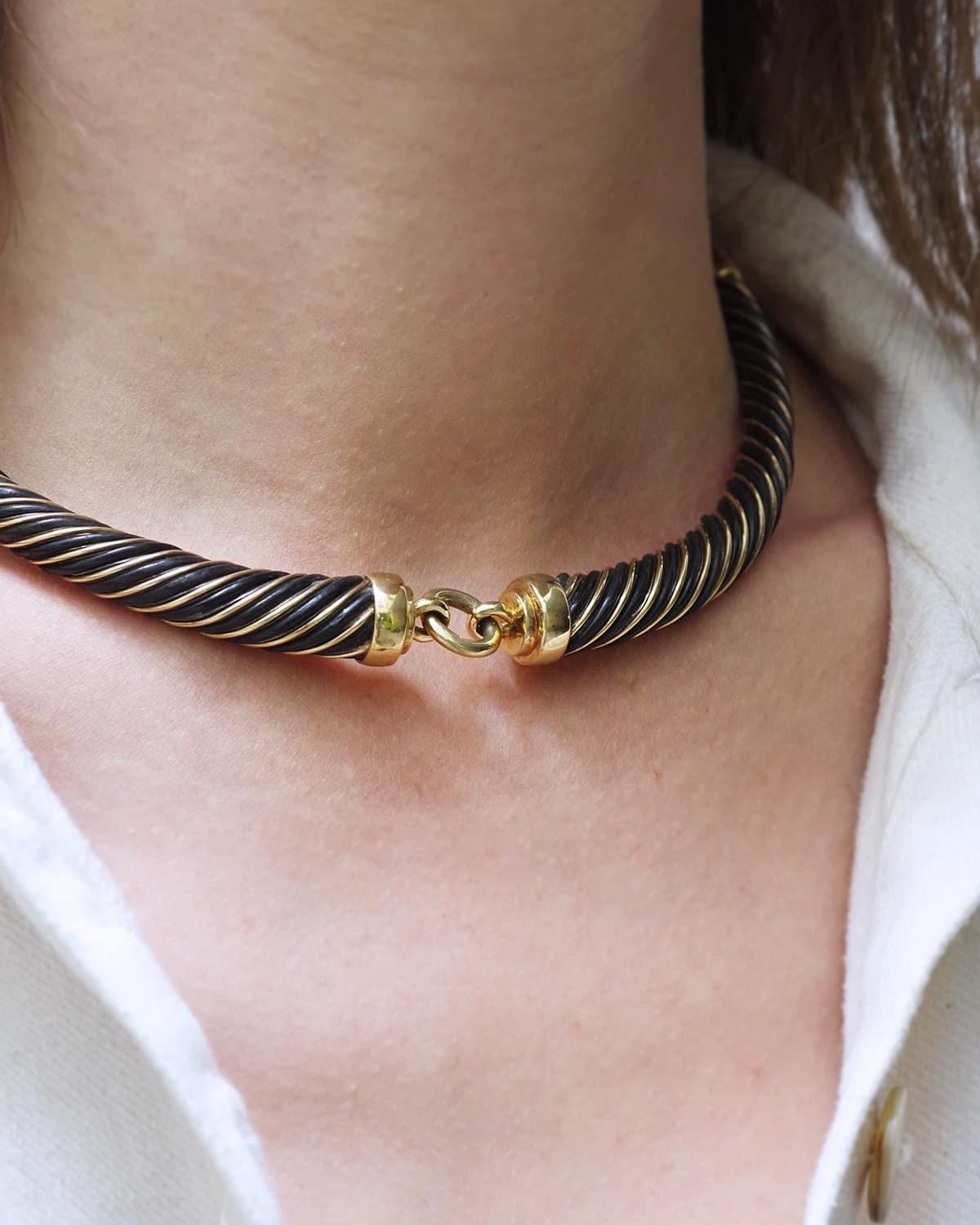 Gay Freres Torque Necklace 18 Karat Gold And Silver Torque, Seventie's Necklace in vendita 2