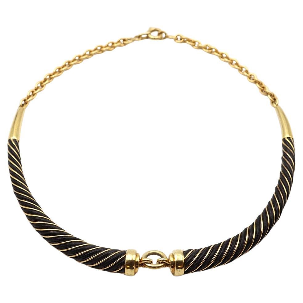 Gay Freres Torque Necklace 18 Karat Gold And Silver Torque, Seventie's Necklace