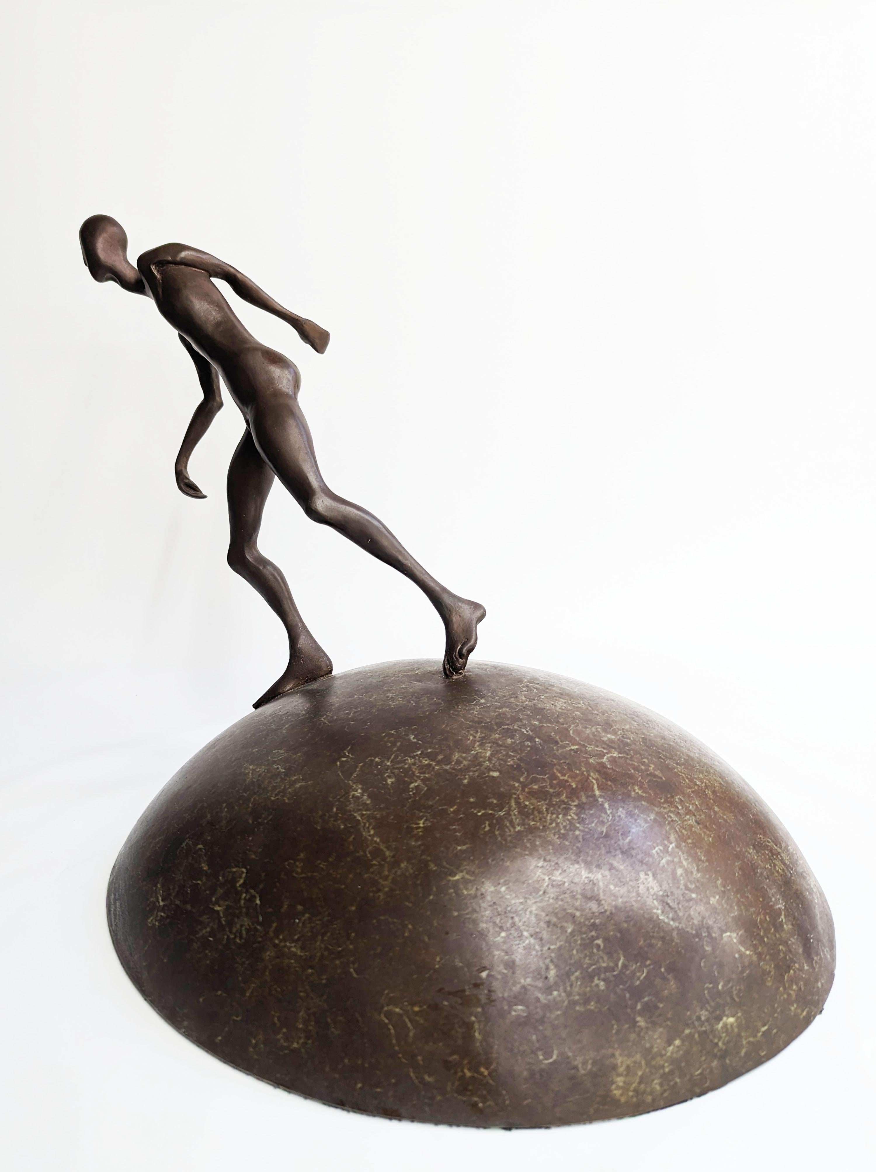 Bronze Sculpture -- He Walked through Life at a Slight Angle to the Universe For Sale 1