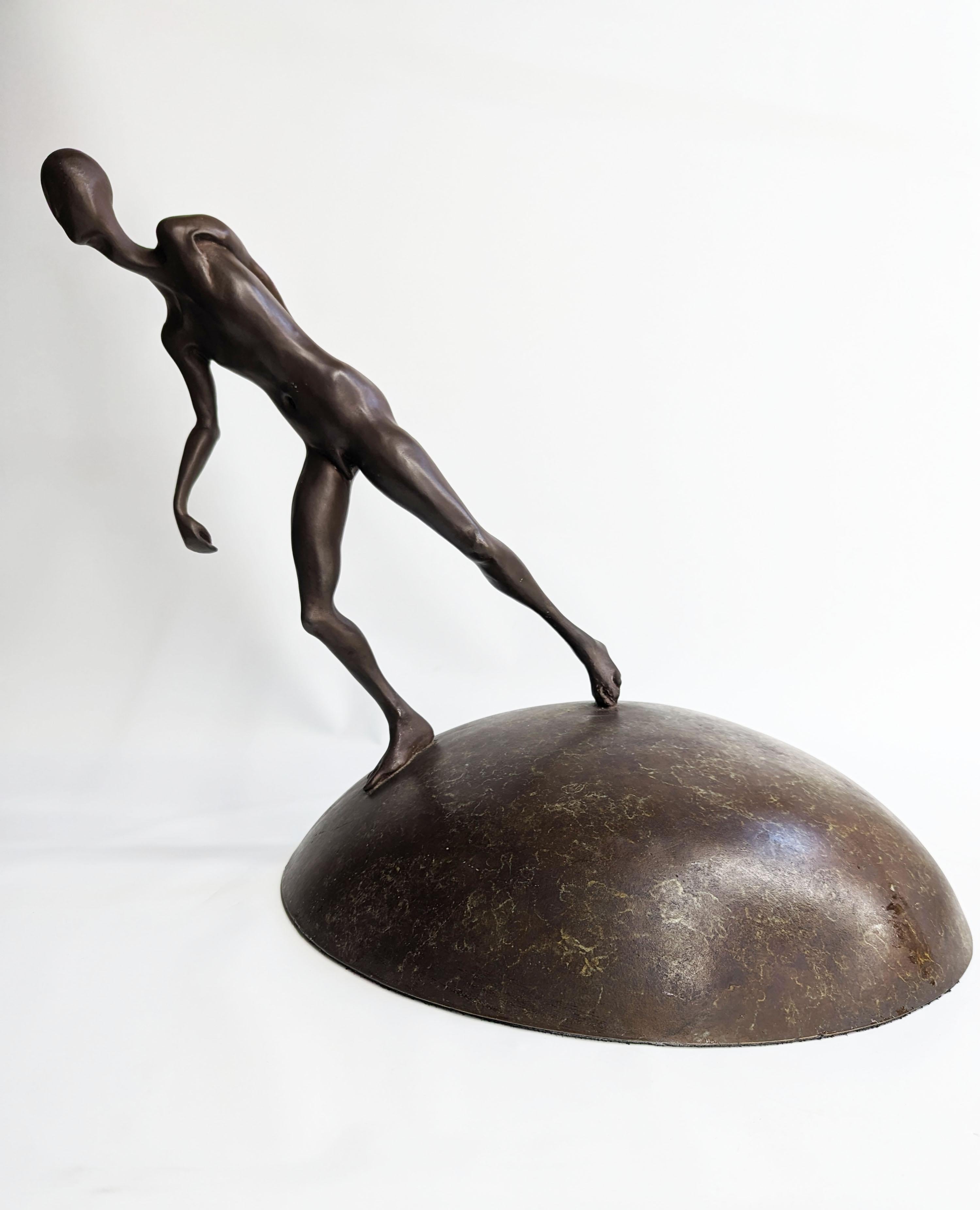 Bronze Sculpture -- He Walked through Life at a Slight Angle to the Universe For Sale 5