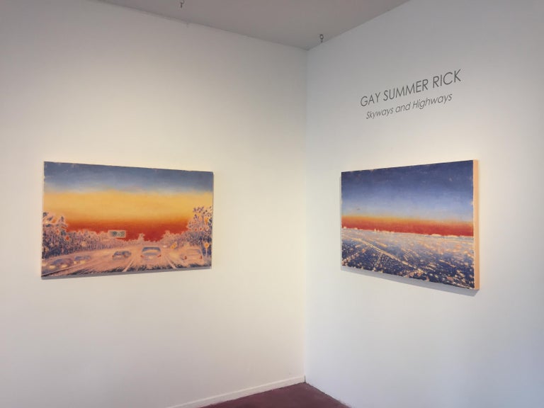 Gay Summer Rick, Window Seat to JFK, Oil on Canvas, 2018 - Gray Abstract Painting by Gay Summer Rick 