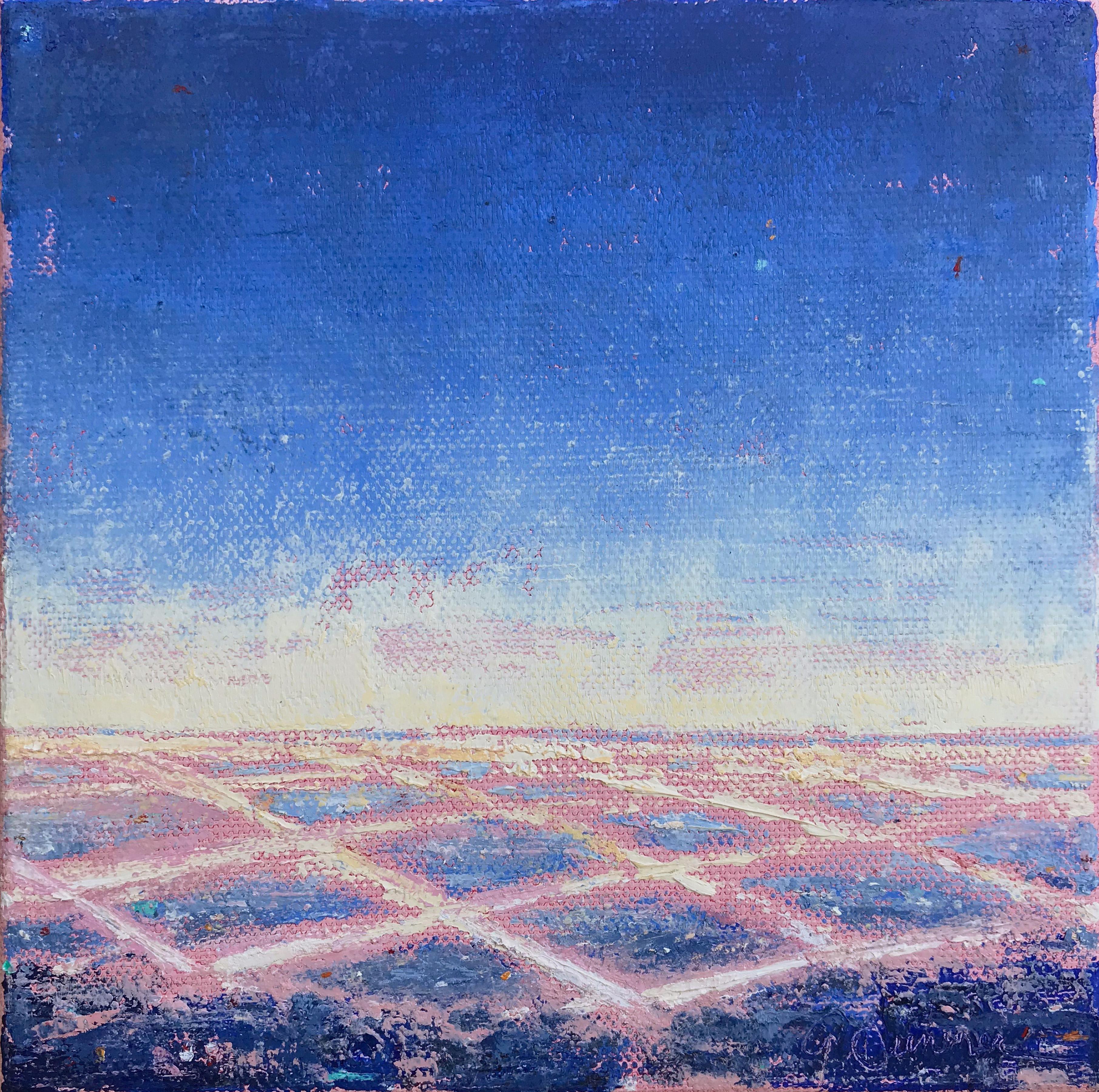 Gay Summer Rick  Landscape Painting - On The Grid - Blue