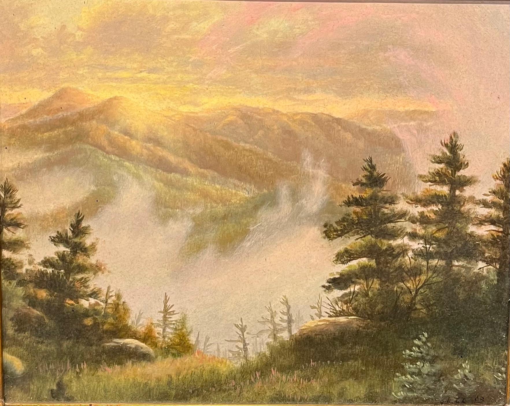 Öl-Landschaft des Sonnenaufgangs über dem Mount Mitchell, Black Mountains, North Carolina – Painting von Gayle Blair Tate
