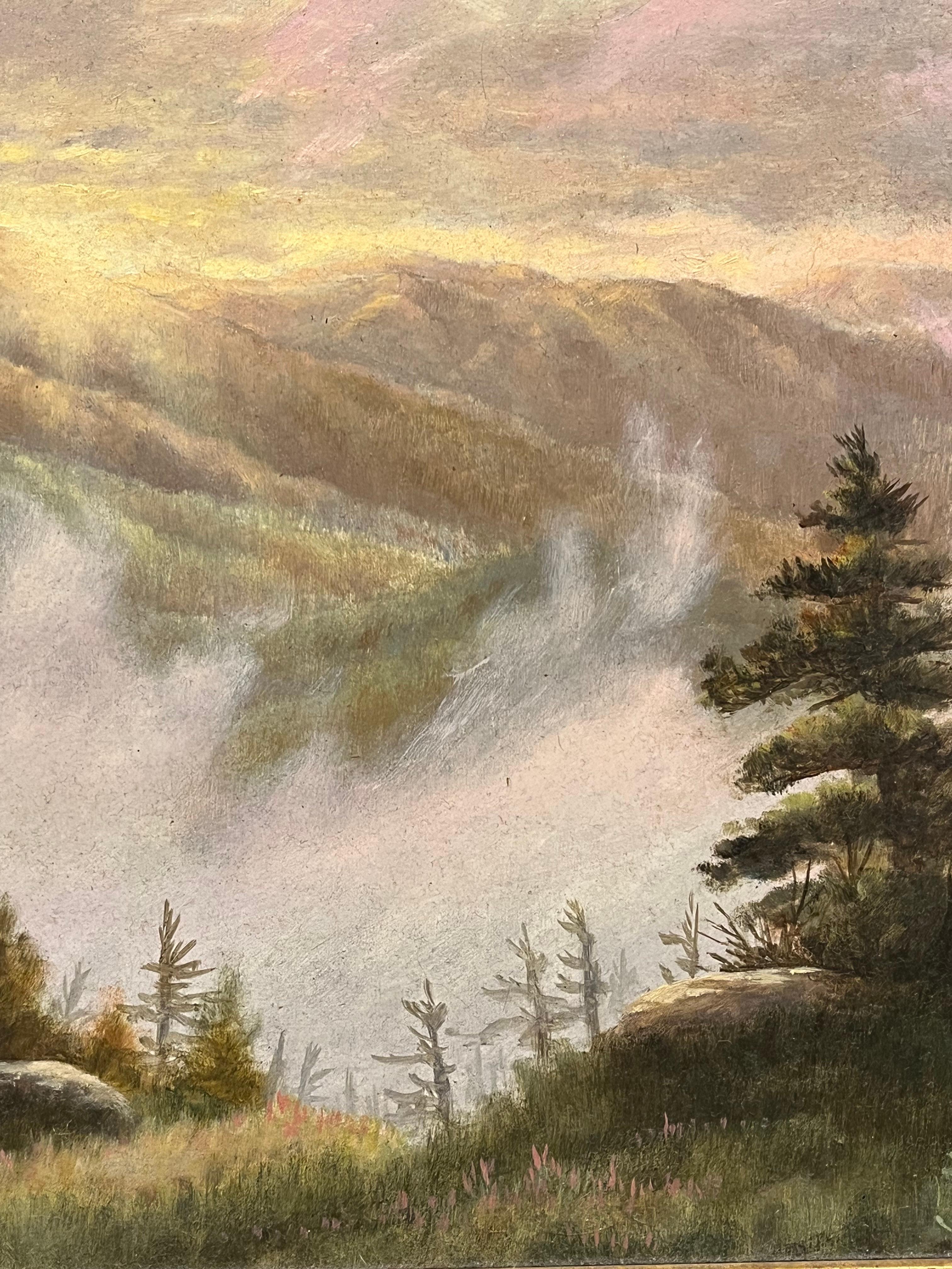 Oil Landscape of Sunrise over Mount Mitchell, Black Mountains, North Carolina For Sale 1