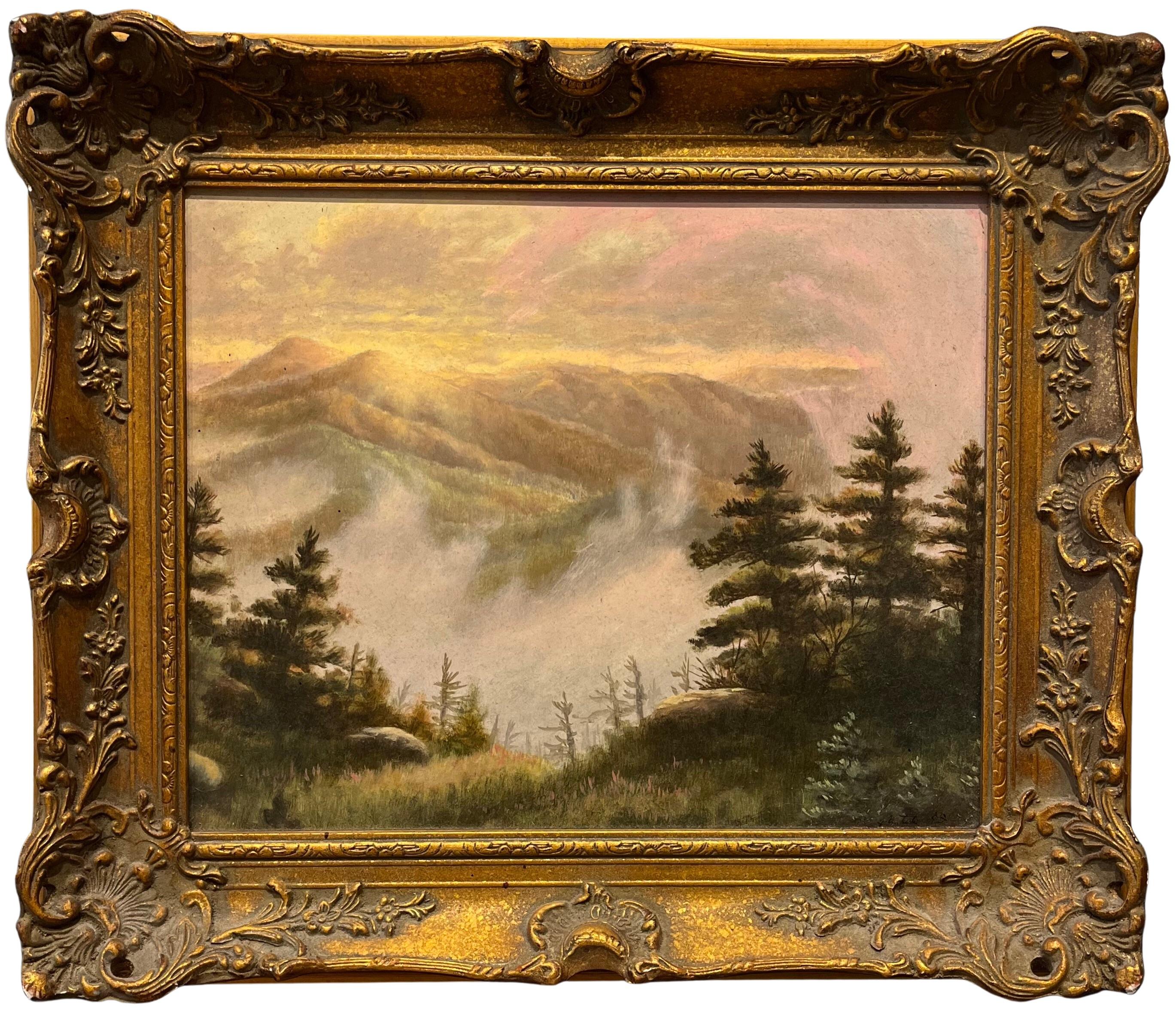 Gayle Blair Tate Landscape Painting – Öl-Landschaft des Sonnenaufgangs über dem Mount Mitchell, Black Mountains, North Carolina