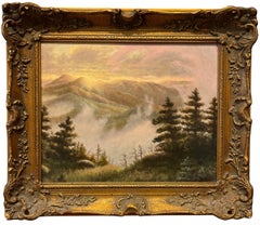 Oil Landscape of Sunrise over Mount Mitchell, Black Mountains, North Carolina