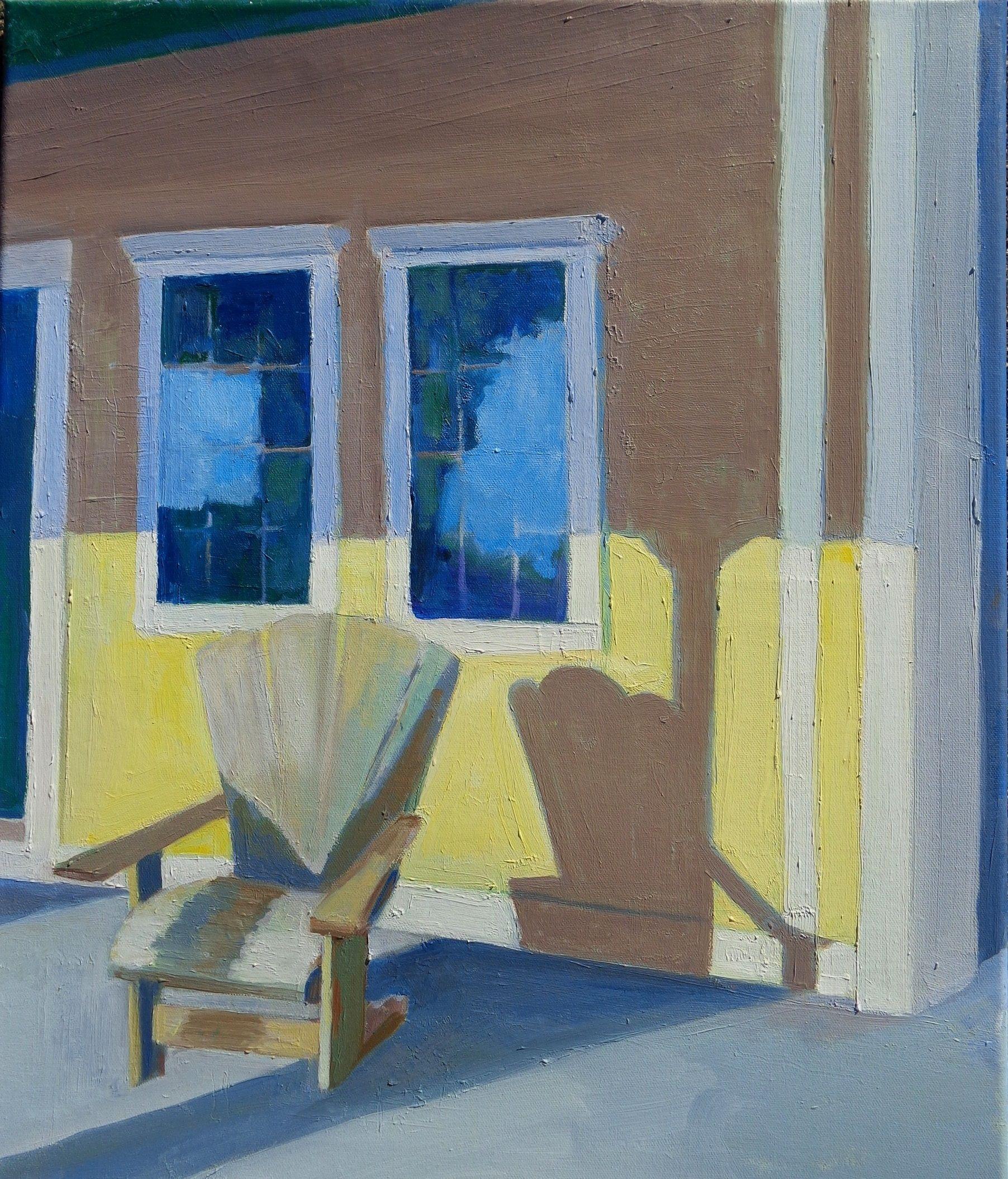 The painting developed from my walks at The Wells Reserve at Laudholm Farm in Wells, Maine. The yellow of the historic buildings and the stark Maine winter light provided me with wonderful contrasts and colors for this work.      Once a saltwater