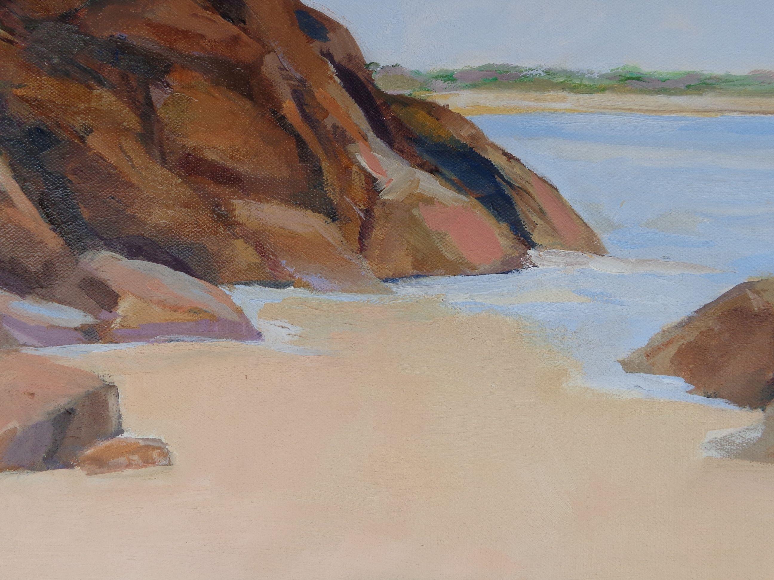 Little Beach, Painting, Oil on Canvas For Sale 2