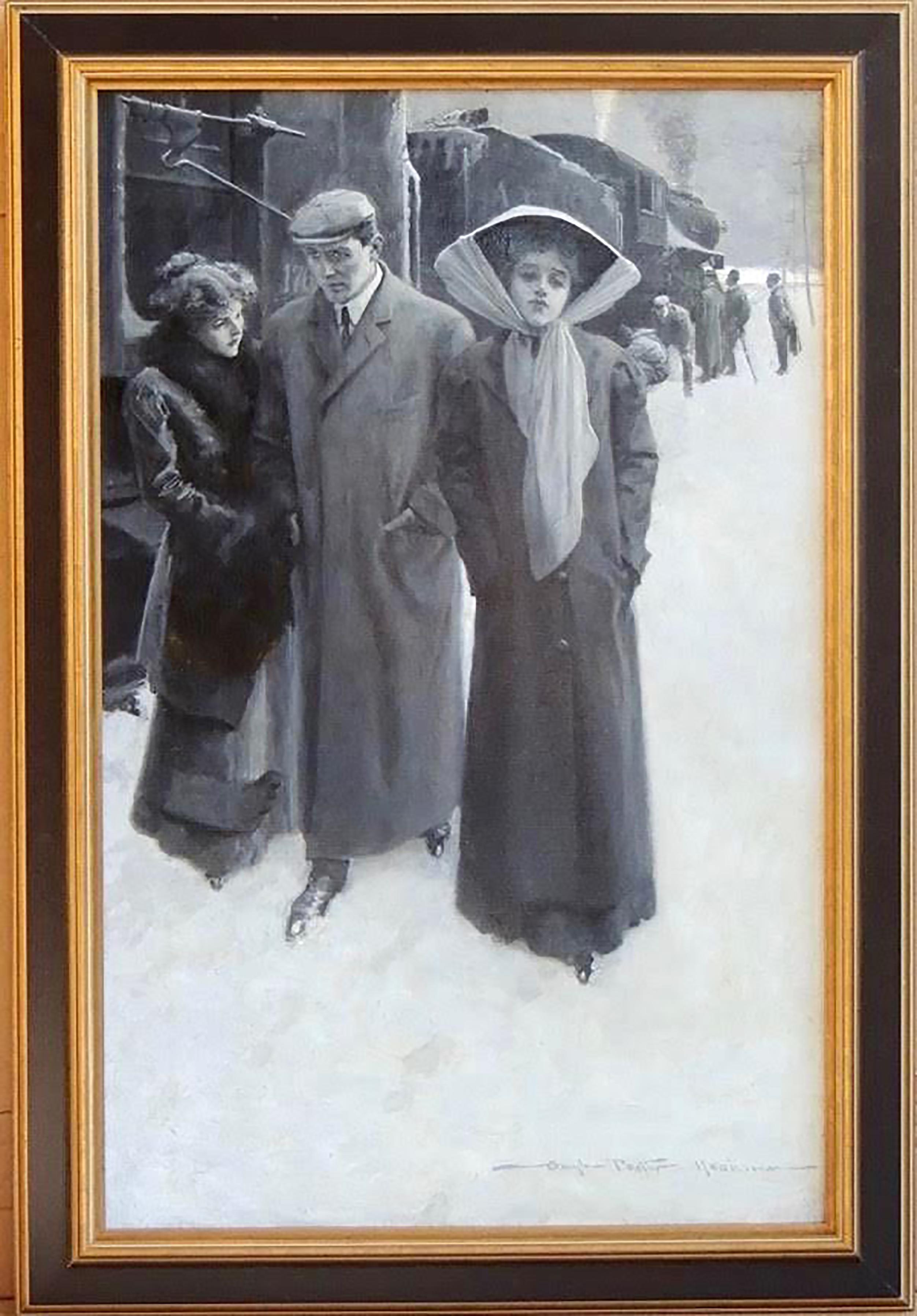 At the Train Station - Painting by Gayle Porter Hoskins