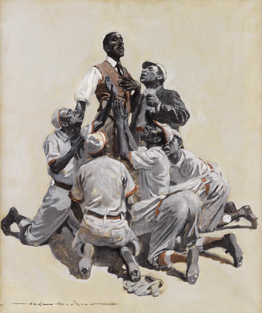 Gayle Porter Hoskins Figurative Painting - "Pleading with the Umpire"