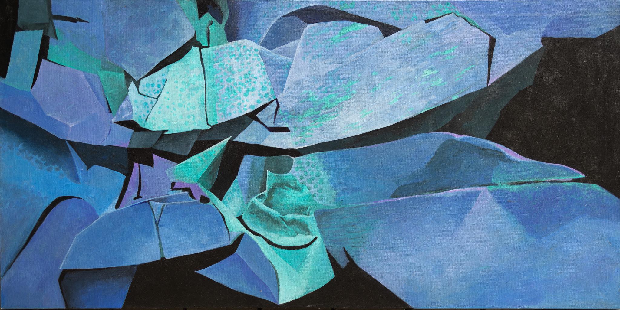 Gaylon Dingler Abstract Painting – „Abstrakter Traum in Blau“ 
