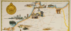 Gayraud, Original Vintage Poster, Morocco Map, Royal Air Maroc, Essaouira, 1950