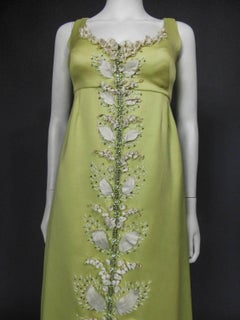 Gazar Italy evening dress embroidered with lily of the valley, circa 1965
