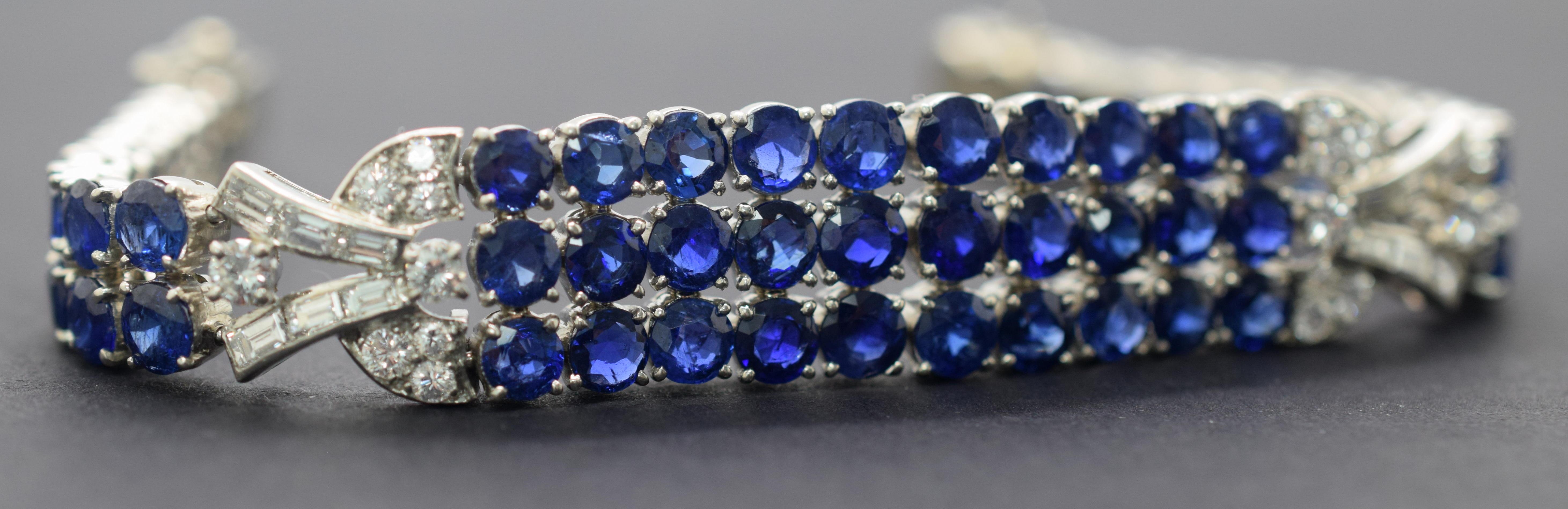 Modern Gazdar Natural Sapphire and Diamond Platinum Bracelet