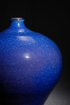 "Gaze" Deep Ocean-Blue Crackle Glaze Vase by Fu Chin, 2012
