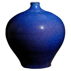 "Gaze" Deep Ocean-Blue Crackle Glaze Vase by Fu Chin, 2012