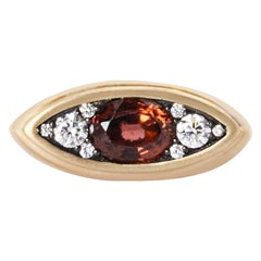 Watcher Statement ring with Diamonds and Pink Tourmaline