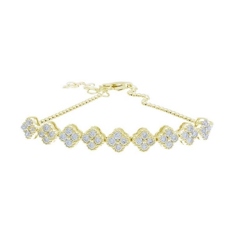 Diamond Carat Weight: The Gazebo Fancy Collection bracelet features a total of 0.78 carats of exquisite round diamonds. A total of 36 diamonds are carefully selected to provide a radiant and captivating sparkle.

14K & 18K Yellow Gold: The bracelet