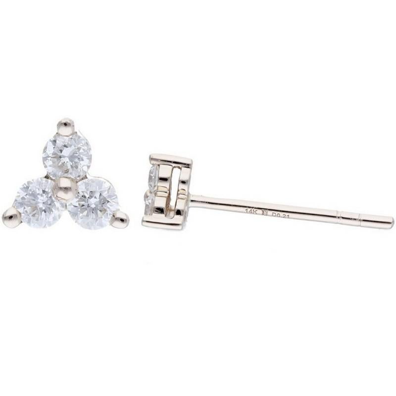 Diamond Carat Weight: These exquisite earrings feature a total of 0.21 carats of diamonds. Each earring is adorned with six round-cut diamonds, carefully selected for their brilliance and quality.

Gold Composition: The earrings are crafted in 14K