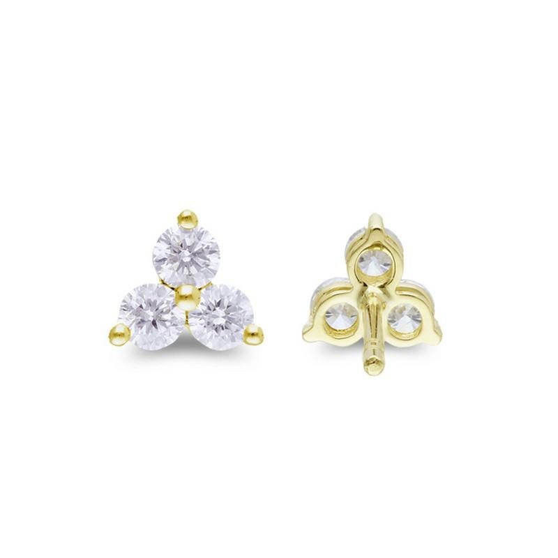 Diamond Carat Weight: These exquisite earrings feature a total of 0.5 carats of diamonds. Each earring is adorned with six round-cut diamonds, carefully selected for their brilliance and quality.

Gold Composition: The earrings are crafted in 14K