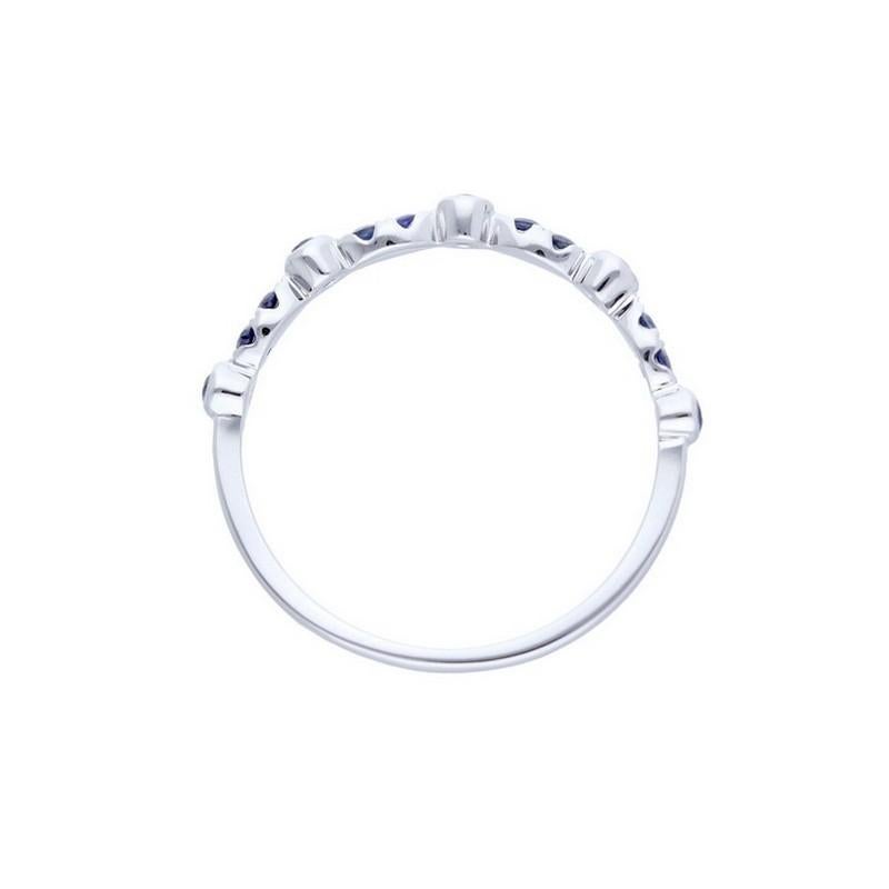 Round Cut Gazebo Fancy Collection Ring: 0.3 Carat Sapphire in 14K White Gold For Sale