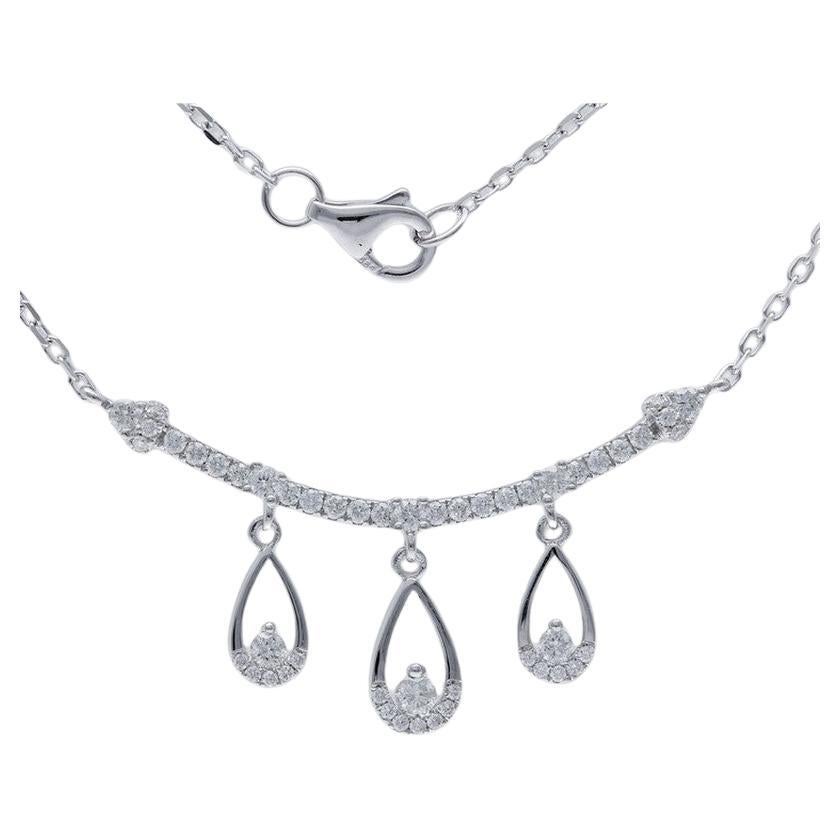 Gazebo Fancy Dangling Necklace: 0.54 Ct Diamonds in 14K White Gold