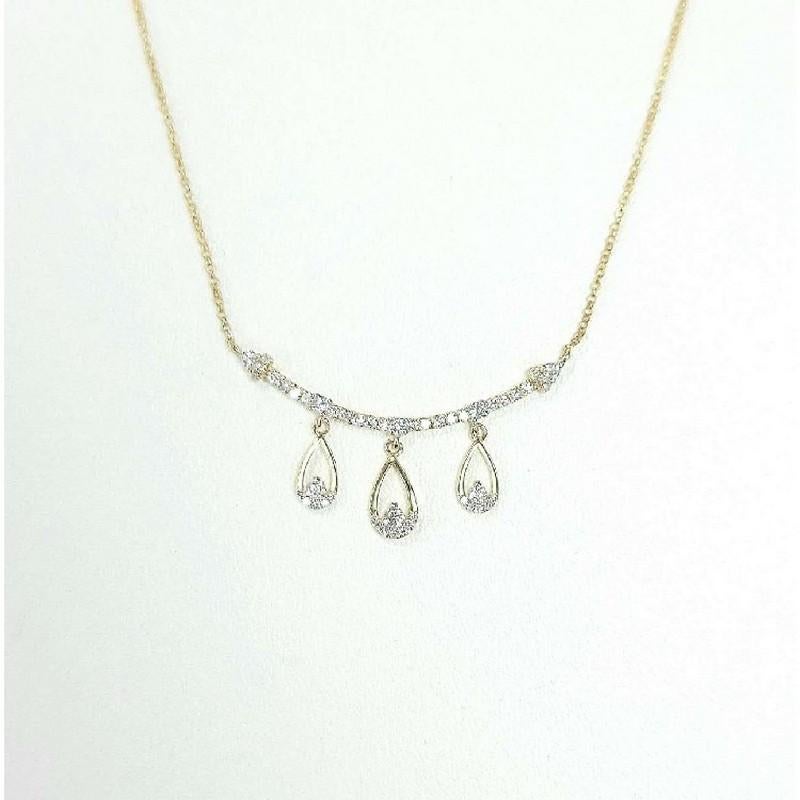 Round Cut Gazebo Fancy Dangling Necklace: 0.54 Ct Diamonds in 14K Yellow Gold For Sale