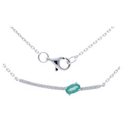 Gazebo Fancy Necklace: 0.05 Ct Diamond & 0.23 Ct Emerald in 14K White Gold
